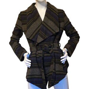 JACK by BB Dakota Aztec Stripe Belted Wrap Coat Jacket sz M